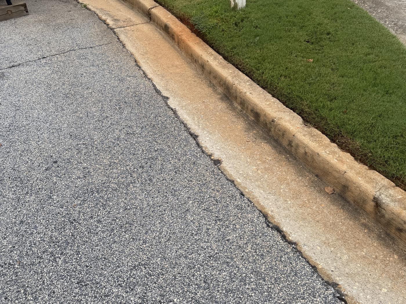 Curb and street edge, Loganville, before pressure washing