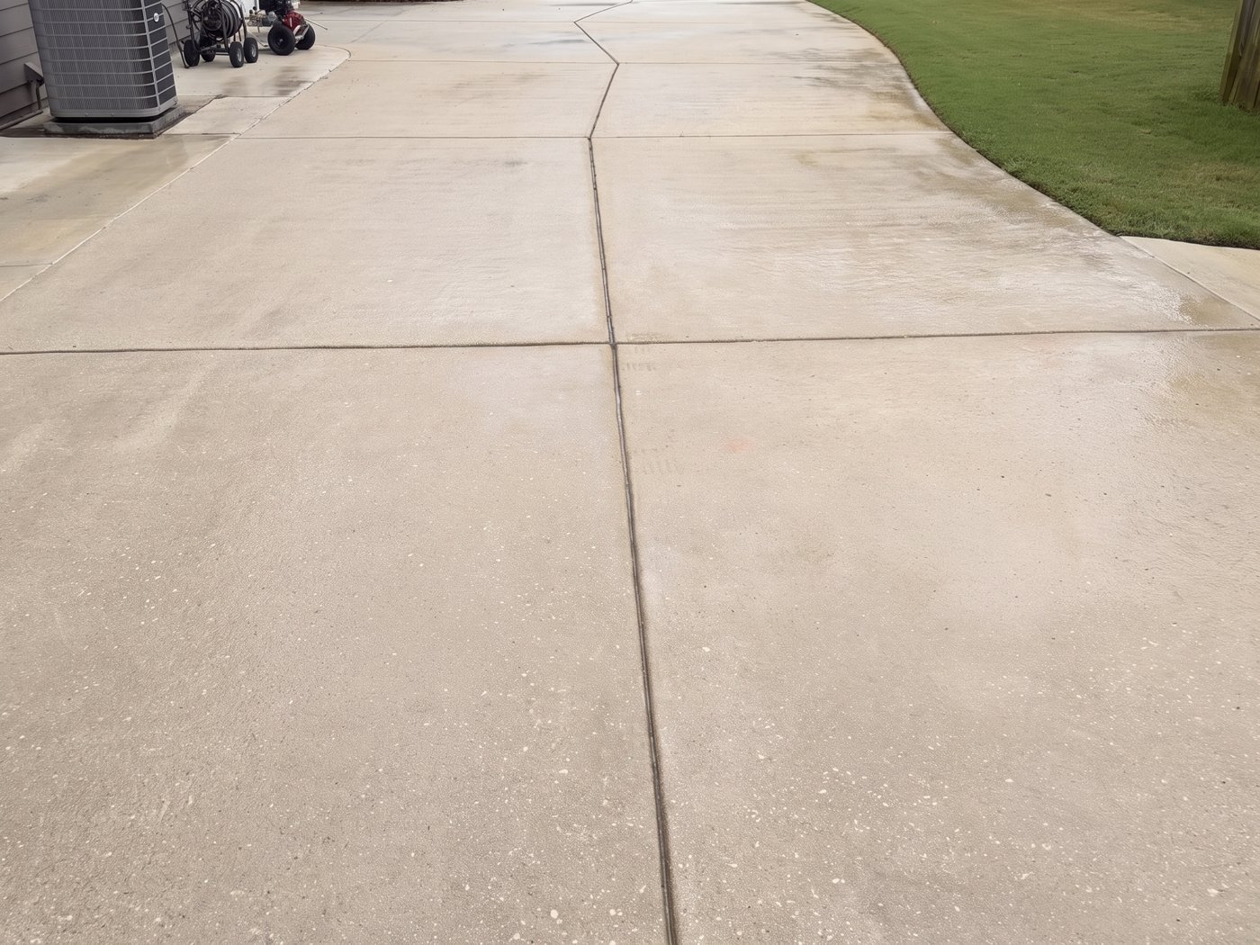 Concrete driveway in Loganville, GA before and after pressure washing, after