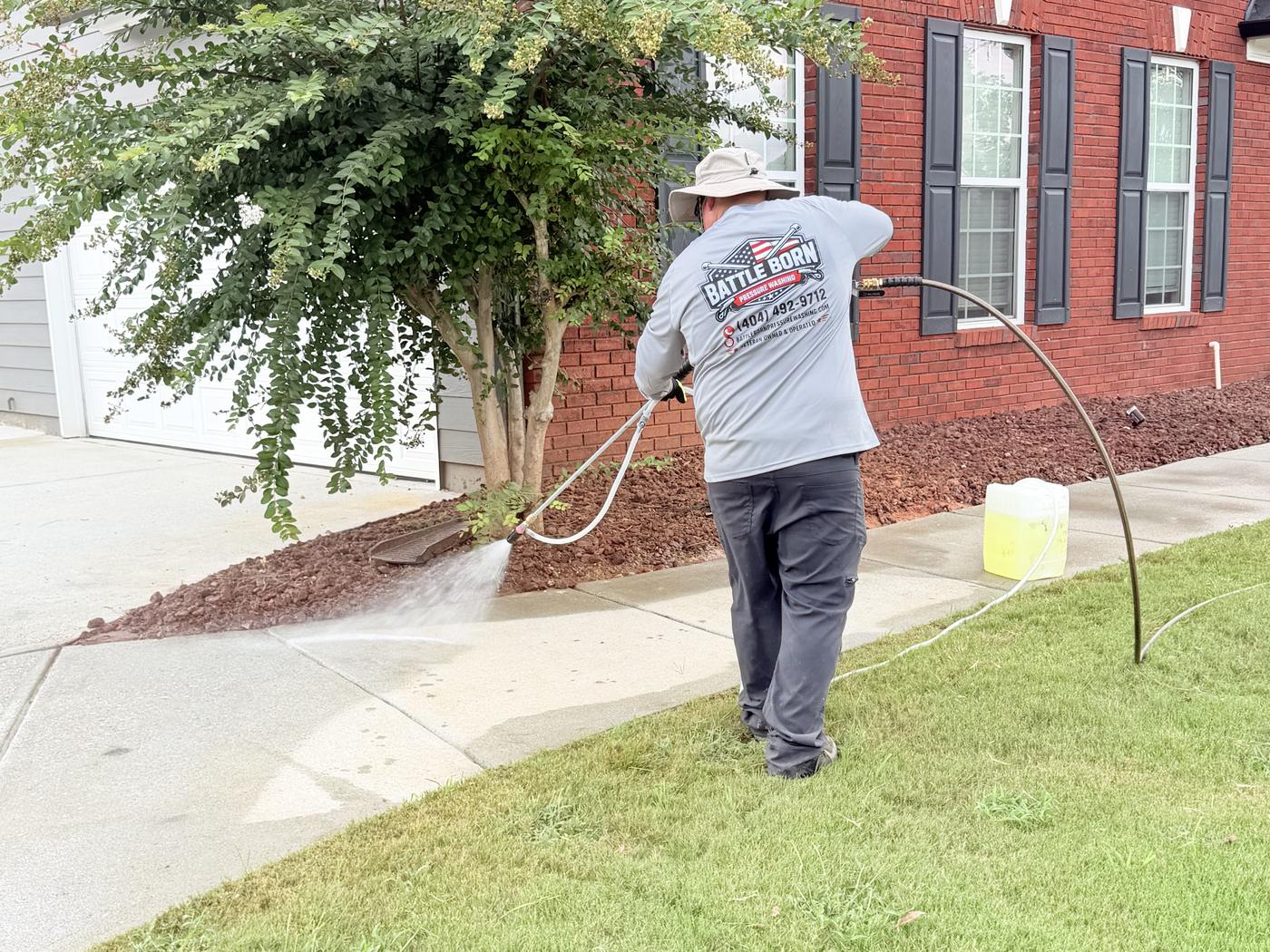 Front walk and porch, Loganville, during pressure washing